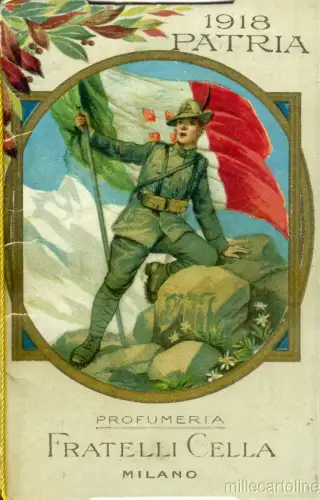 CALENDARIETTO 1918 PATRIA (ALPINO) - Parfümeria Fratelli Cella - Milano