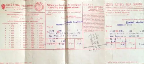 § SOC. ELEKTRICA CAMPANIA 1941 - AUF DER RÜCKSEITE WERBUNG ELEKTROGERÄTE