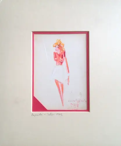 § ARMIDA 1942, KLEINE ORIGINAL TEMPERA VON R. SELVI IM PASSEPARTOUT