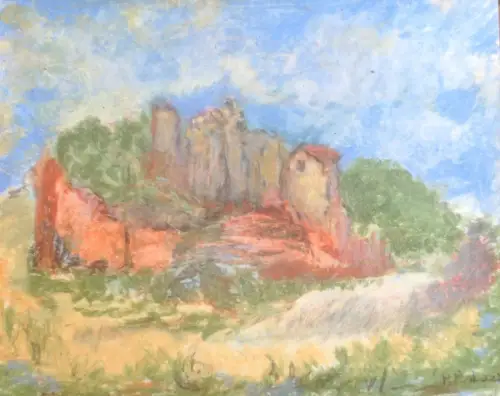 § TEMPERA 1942 SIGNIERT P.PAOLOZZI - RESTE EINES SCHLOSSES