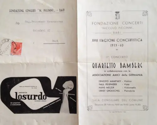 § BARI 1959 - RATSSAAL - XVIII STAG. KONZERT, BAMBERGER QUARTETT