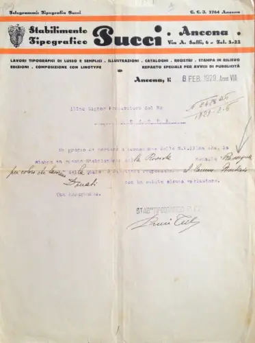 § STAB BRIEFKOPF. TYPOGRAFICO PUCCI, ANCONA 1929