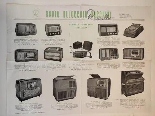 § RADIO ALLOCCHIO BEACCHINI - Radioalba - Großes Prospekt und Blatt verschiedene Modelle