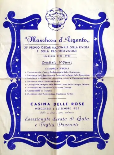 § ROM, CASINA DELLE ROSE 1955 - GALAABEND ZUM XI PREIS SILBERMASKE