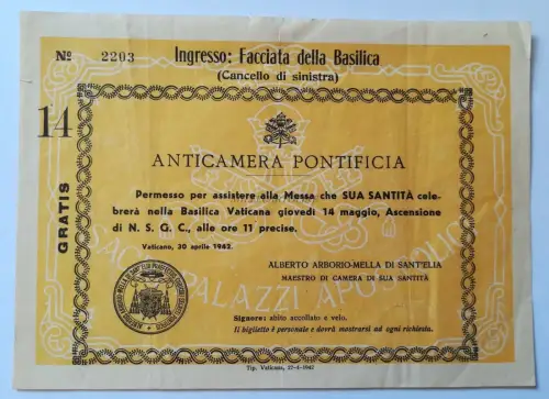 VATIKAN - Erlaubnis zur Papstmesse in der Vatikanischen Basilika 1942