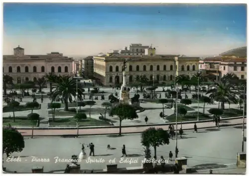 EBOLI (SALERNO), PIAZZA FRANCESCO SPIRIT UND SCHULGEBÄUDE, MAX FRÜHE 60er Jahre