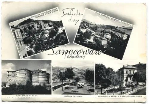 SASSOCORVARO (PESARO), GRUSS AUS, MIT 5 ANSICHTEN, 1957