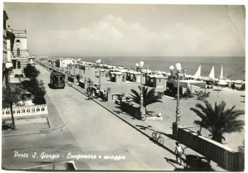 PORTO SAN GIOGIO (HALTESTELLE), PROMENADE UND STRAND, KURIERBUS, (2), 1954