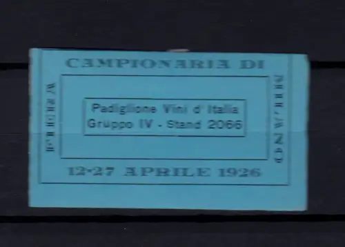 Label Fiera Milano 1926 - Pavillon Vini d'Italia