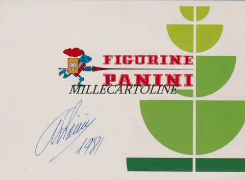 PANINI System Grußkarte mit Signatur von Giuseppe Panini 1981