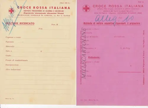 C.R.I. - Uff. Kriegsgefangene & Forschungen 5 verschiedene Karten – verschiedene Farben