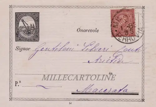 Mailand 1893 Seltener Werbevorläufer Editionen Manini für Macerata affr. 2c