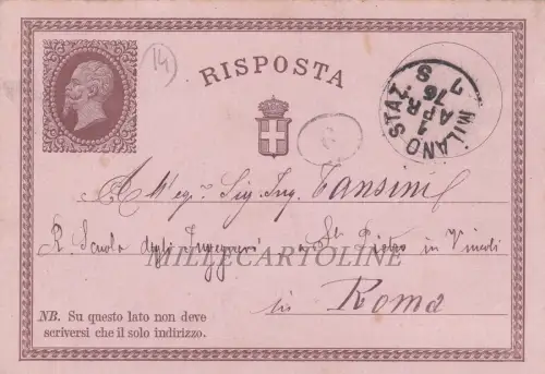 Vorläufer - MAILAND - NEAPEL: Ulrico HOEPLI - Buchhändler Verlag 1876