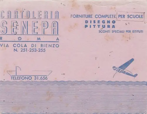 ROM: Briefpapier Senepa - Trockenpapier mit Sitar-Flugzeug - via Cola di Rienzo