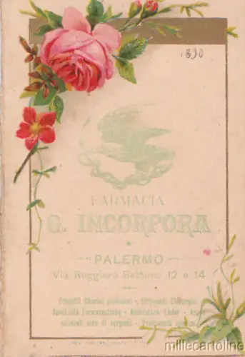 1890 FARMACIA G. INCORPORA, PALERMO - HALBJAHRSKALENDER
