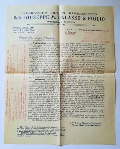 ACHIRADINA - Werbung Laboratorio Chimico-Farmaceutico Galasso - Neapel 1923