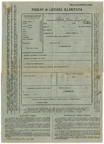 MILITÄR, UNBEGRENZTES LIZENZBLATT, UNBENUTZT, STEMPEL 56. REGG. INFANTERIE m