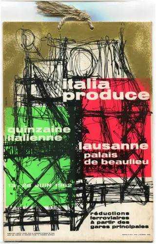 PLAKAT FÜR BUSSE TRAM, LAUSANNE 1962, ITALIEN PRODUZIERT m