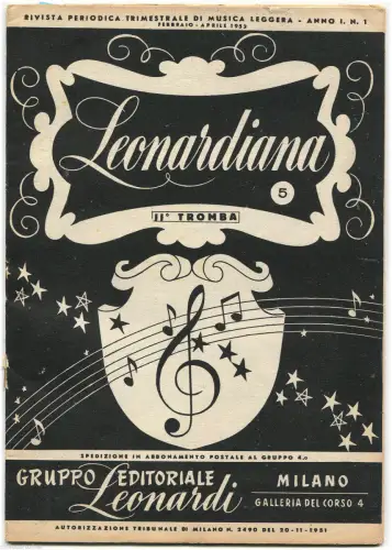 MUSIK, MAILAND, LEONARDIANISCHE ZEITSCHRIFT, 1953, MIT 18 PARTITUREN LEICHTE MUSIK m