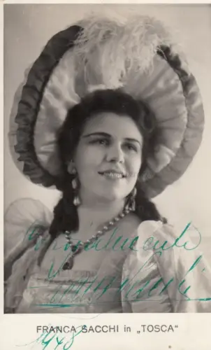 * OPER - Tosca - Sopran Franca Sacchi - Autogramm, Fotokarte Ferrania 1948