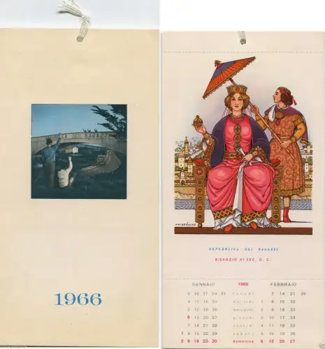 KALENDER REPUBLIK DER JUNGEN 1966, 6 POSTKARTEN REGENSCHIRME VON NICOULINE m