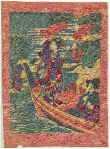KREPPKARTE, KUNSTBILD, GEISHA AUF EINEM BOOT m