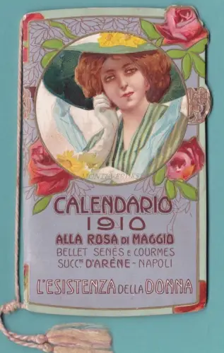 KALENDER 1910 ROSA IM MAI DIE EXISTENZ DER FRAU - AUS ARENA, NEAPOLI