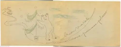 HANDGEZEICHNETER GRUSS, FROHE WEIHNACHTEN UND JAHR 1962 MIT ANKUNFT KIND m