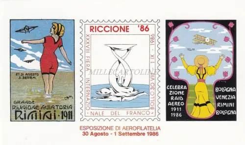 AVIAZIONE - Foglietto Exposition di Aerophilatelia 1986 Riccione Rimini