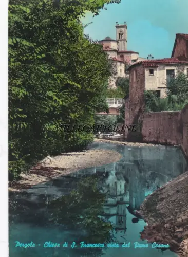 PERGOLA: Kirche S. Francesco Blick vom Fluss Cesano 1971