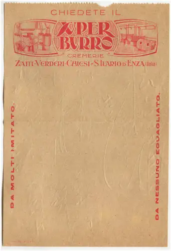 S. ILARIO D'ENZA (REGGIO EMILIA), BLATT, SUPER BUTTER CREMERIE, 1934