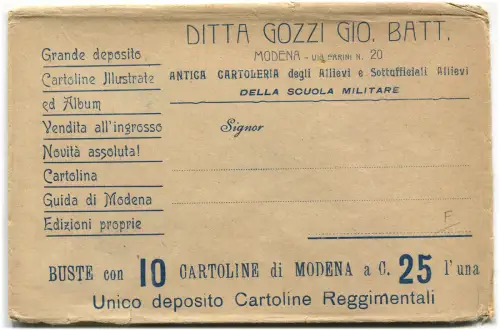 MODENA, BRIEFUMSCHLAG FIRMA GOZZI G. B., ANTIKE BRIEFPAPIER MILITÄRSCHULE