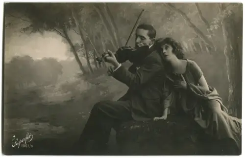 GRUSS, VERLIEBT, GEIGER VERZAUBERT DAS MÄDCHEN, HRSG. SUPERFOTO PHOTOCELERE