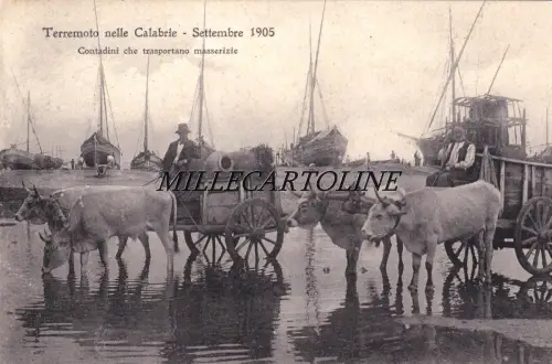 Erdbeben in Kalabrien - September 1905 - Bauern transportieren Bauernhöfe