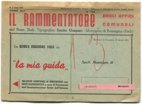 MORCIANO DI ROMAGNA (RIMINI), FALTBARER TYP. GASPARI, IL REMENTATORE, 1954