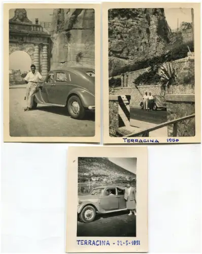 TERRASSE (LATEINISCH), 3 KLEINE FOTOS, 1950 - '51, AUSFLUG MIT OLDTIMER LANZE