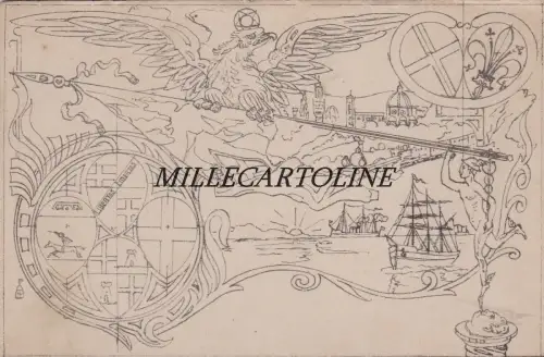 Seltener Karton aus der Toskana mit Verweisen auf Livorno, Florenz etc. mit Erinn