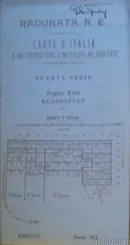 1912 Topographische Karte des Gebiets Klagenfurt für militärische Zwecke