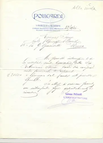 Briefkopf 1925 Bologna Firma Lorenzo Policardi - Alta Moda