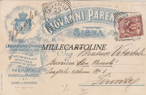 SIENA: Kopf illustriert. Giovanni Parenti - Lab. Pharmazeutischer Chemie/Panforti