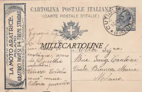 Ganze Postkarte ca.15 mit Werbedübel Moto-Aratrice Pavesi, Mailand