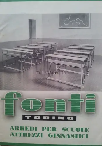Schulmöbel der Firma Erben Luigi Fonti, Turin - Klappliste