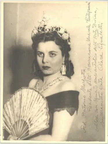 Foto Clara Pignatelli - Autogramm - Präsidentin gewidmet. assoc. musicale Roma 1989