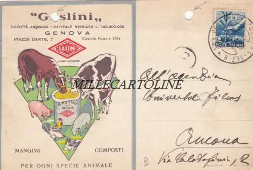 Werbung: Gaslini - Genua, Tierfutter 1950