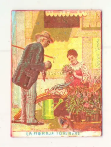 La Fioraia Torinese - lithographischer Streichholzschachteleinband 1880