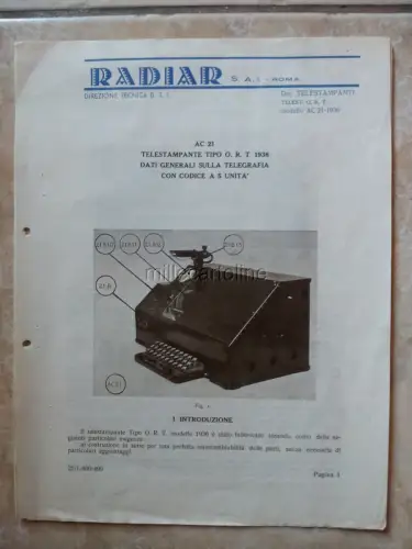 1936 RADIAR Telegrafenmaschinen, Drucker -LISTE + Briefe + Quittungen