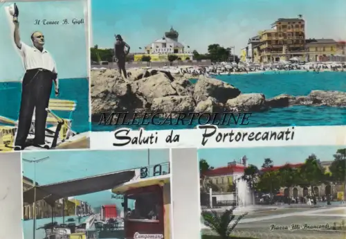 PORTO RECANATI: Grüße aus 3 Ansichten und Tenor B. Gigli 1968