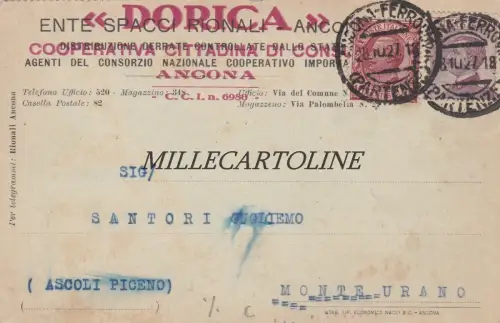 ANCONA: Kopfstück - Dorica Ente Spacci Rionali - Stadtgenossenschaft 1927