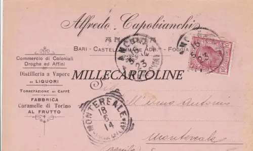 ANCONA: Kopfstück - Brennereien - Süßigkeiten Alfredo Capobianchi 1923