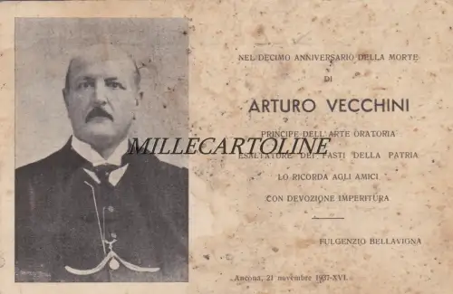 ANCONA: zum Gedenken an Arturo Vecchini, Politiker, Rechtsanwalt, Freimaurer 1937